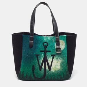 J.w.anderson Belt Green/black Felt And Leather Tote